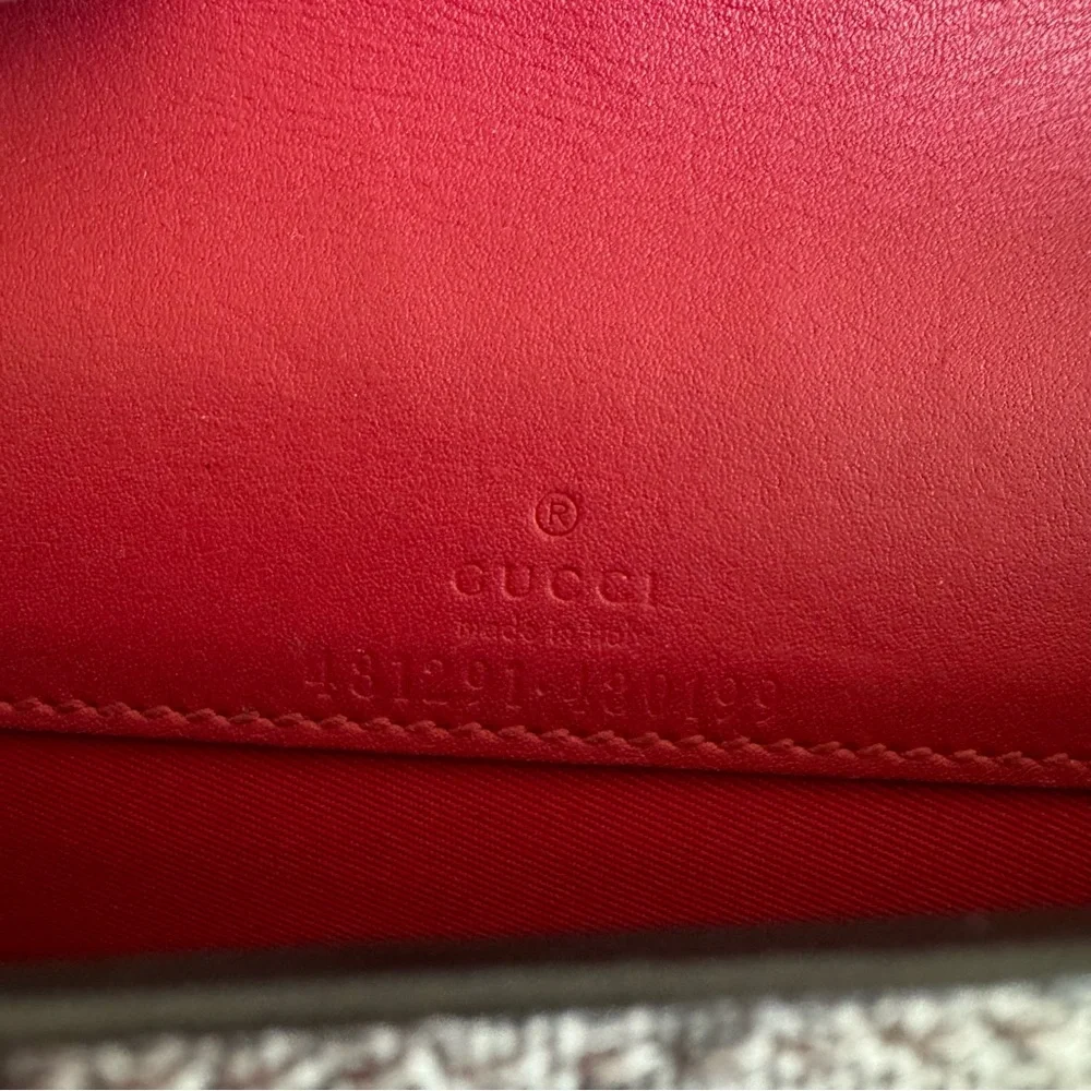 Gucci Beige Monogram Crossbody with Red and Green Cherry Accent P0264